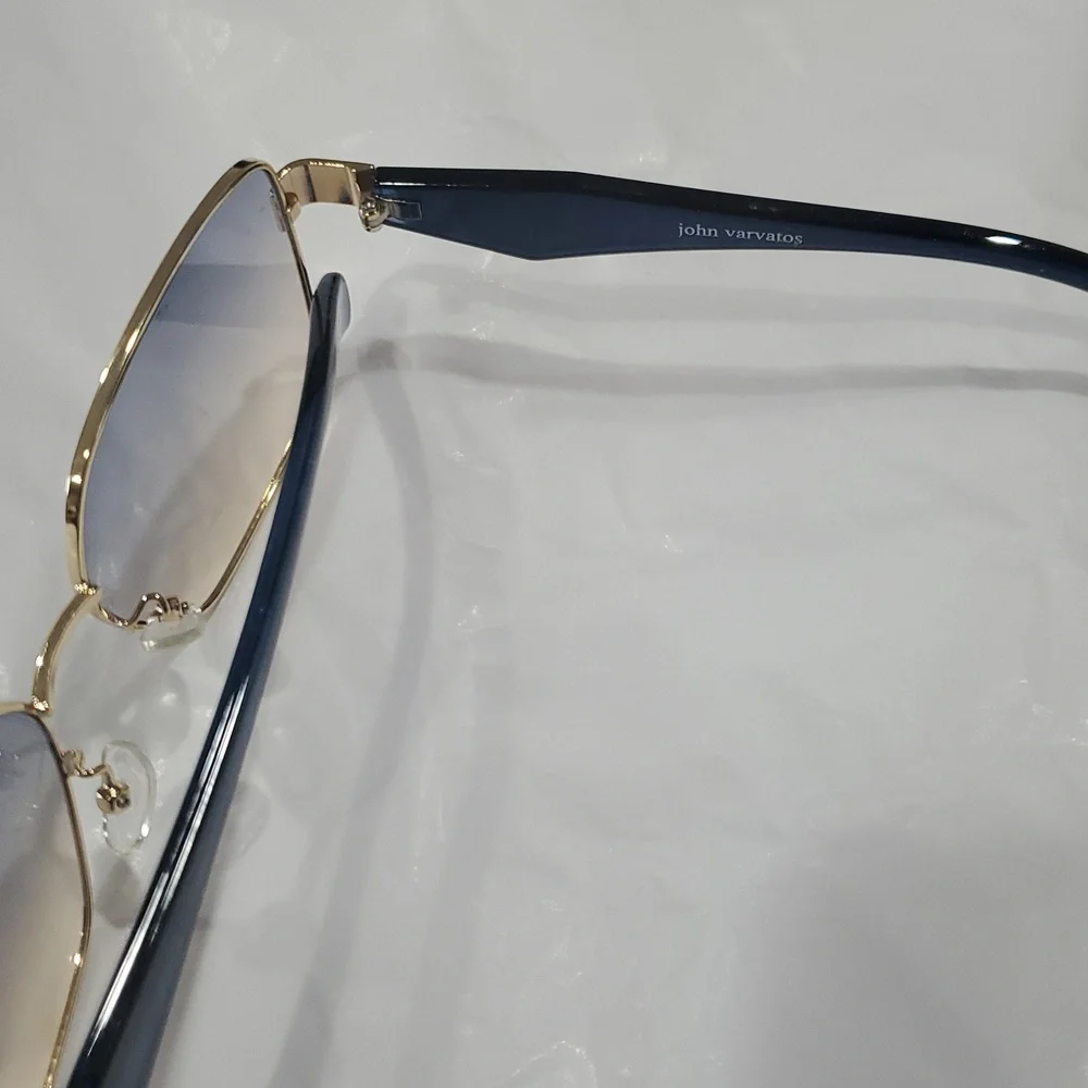 John Varvatos Square Frame Blue Gradient Lens Gold Rim Sunglasses‎ new